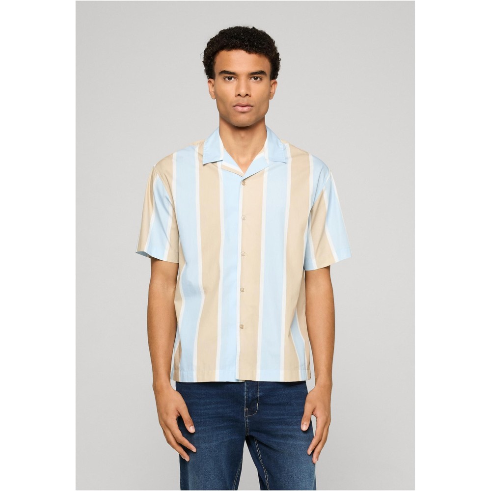 Urban Classics - Summer Stripe Resort Bluse - Beige/Blau